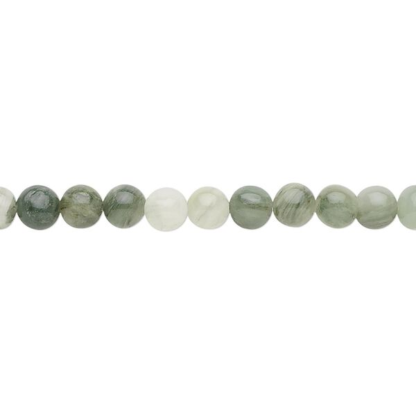 Green line jasper 1pkg1, round bead natural 15.5-16 inch 4mm image number 0