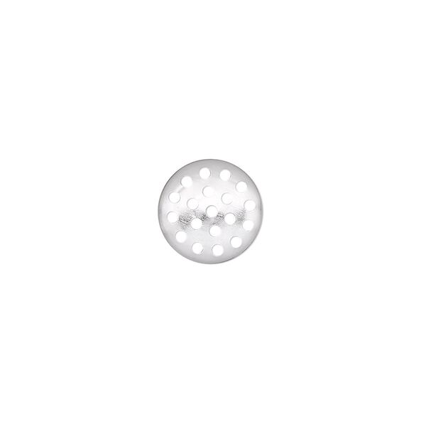 Component, silver-plated aluminum, 12mm perforated disc. Sold per pkg of 10. image number 0