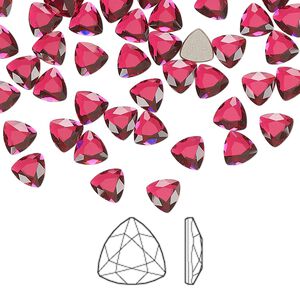 Flat back 288pk scarlet foil back, Swarovski® 5mm trilliant 2472
