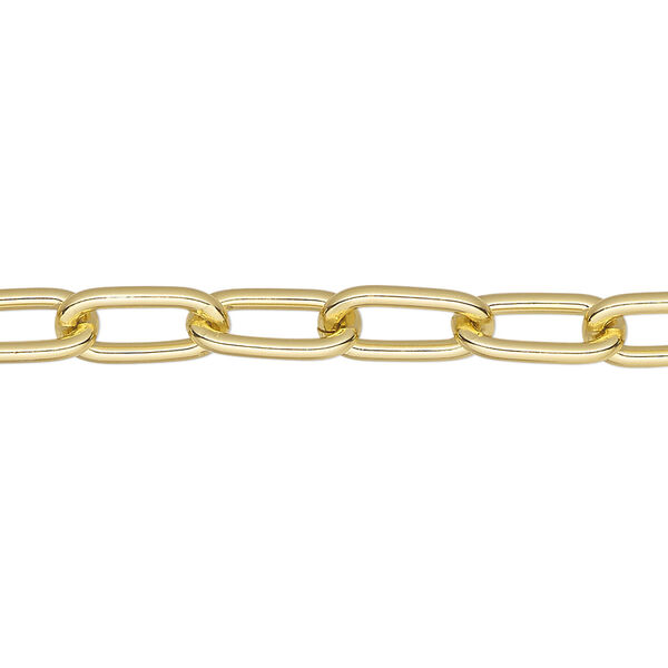 Chain, anodized aluminum, gold, 6mm long cable. Sold per pkg of 5 feet. image number 0