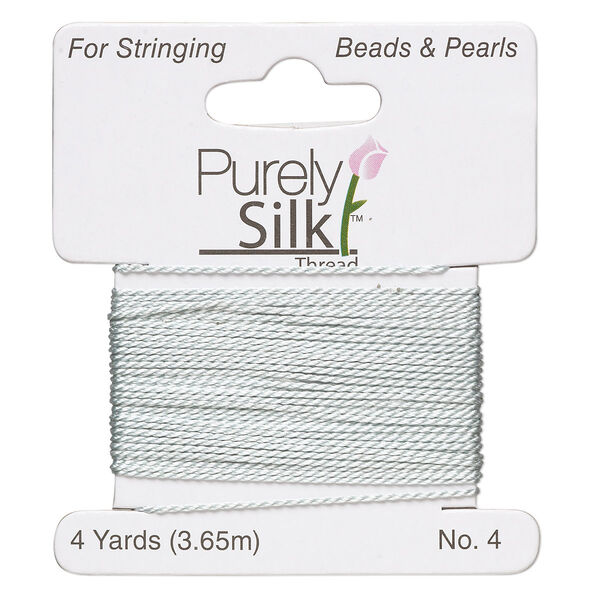 Thread, Purely Silk™, aqua blue, medium-heavy, size #4, 24-pound test. Sold per 4-yard card. image number 0