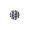 Bead, Egyptian glass rhinestone / epoxy / resin, champagne and cobalt, 14mm round with pav&eacute; striped design. Sold individually. image number 0