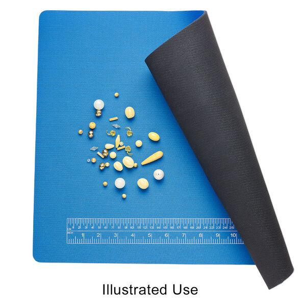 Bead mat, neoprene and silicone, pkg/1, black/blue/white, 20x15-inch rectangle. image number 0