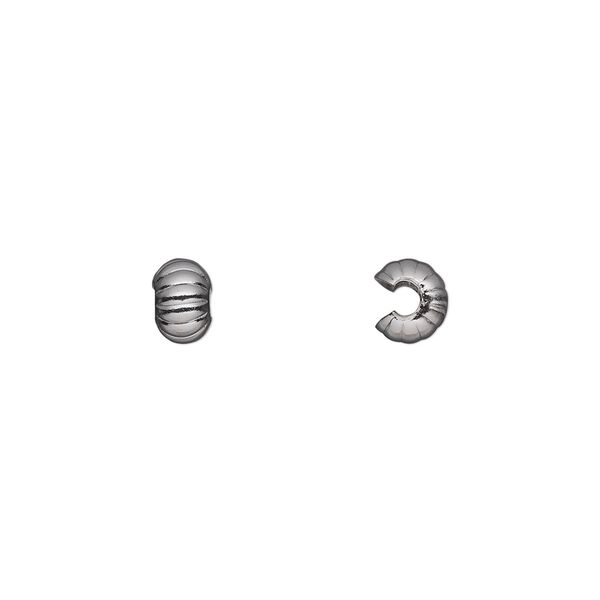 Crimp cover, gunmetal-plated brass, 5mm corrugated round. Sold per pkg of 500. image number 0