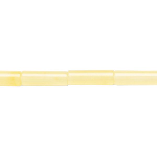 Bead, quartz (dyed), light yellow, 13x4mm round tube, C grade, Mohs hardness 7. Sold per 15-inch strand, approximately 30 beads. image number 0