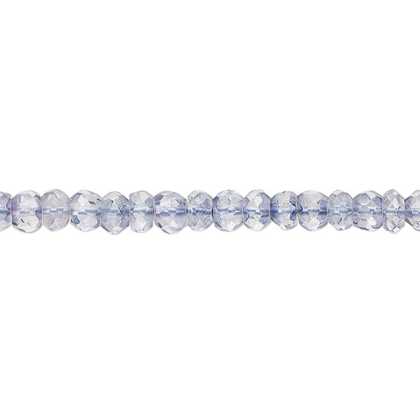 Bead, quartz crystal (coated), blue-violet, 4x2mm-5x4mm hand-cut faceted rondelle, B grade, Mohs hardness 7. Sold per 13-inch strand, approximately 120 beads. image number 0