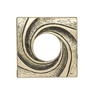 Clasp, 3-strand toggle, antique brass-finished brass, 29mm square with swirl. Sold individually.