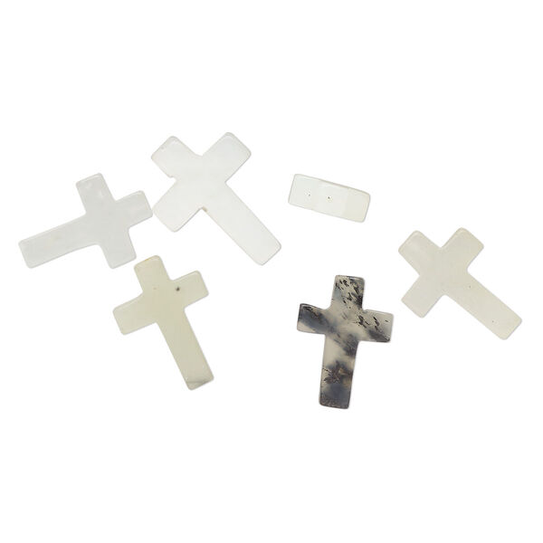 New "jade" 1pkg6, half-drilled cross drop natural B grade, 20x13mm-25x18mm image number 0