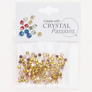 Flat back 1pkg144 sunflower, Crystal Passions&reg; rhinestone 3.00-3.12mm hotfix round SS12