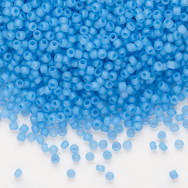 Seed bead, Dyna-Mites™, glass, pkg/40g, #11 round, translucent inside dyed color matte aqua, (216MA 11/0 RR). image number 0