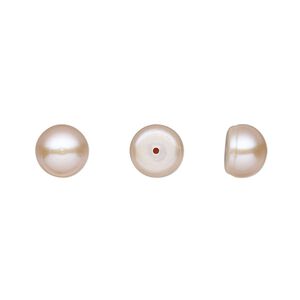 Pearl, White Lotus™, cultured freshwater pearl, mauve, 8mm half-drilled button, B grade, Mohs hardness 2-1/2 to 4. Sold per pair.