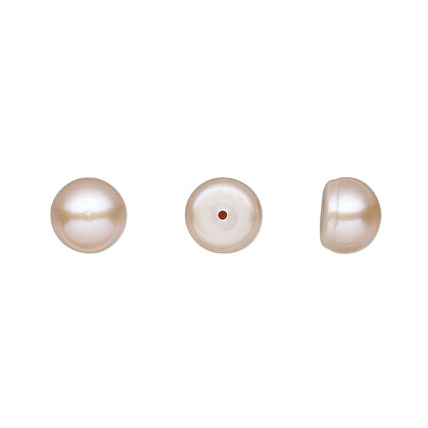 Pearl, White Lotus™, cultured freshwater pearl, mauve, 8mm half-drilled button, B grade, Mohs hardness 2-1/2 to 4. Sold per pair. image number 0