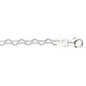 Chain, sterling silver, 3.5mm flat heart cable, 7-1/4 inches with lobster claw clasp. Sold individually.