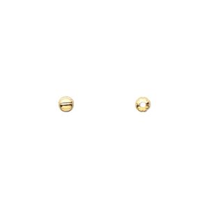 Bead, gold-plated brass, 3mm corrugated round. Sold per pkg of 100.