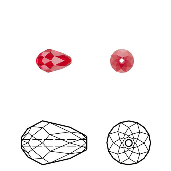 Bead 4pk light Siam, Crystal Passions® 9x6mm teardrop 5500 image number 0