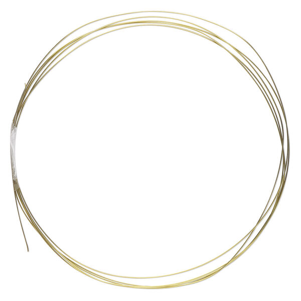 Wire, anodized niobium, yellow, half-hard, round, 24 gauge. Sold pkg of 5 feet. image number 0