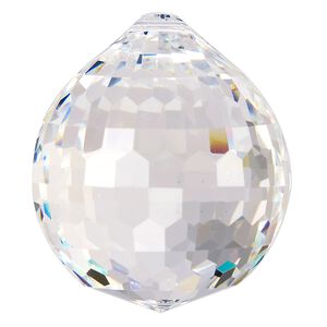 Suncatcher 40pk clear, Asfour Crystal 45x40mm top-drilled pentagon-faceted round teardrop