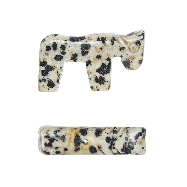 Dalmatian jasper 1pkg2, hand-cut horse bead natural 28x18mm image number 0