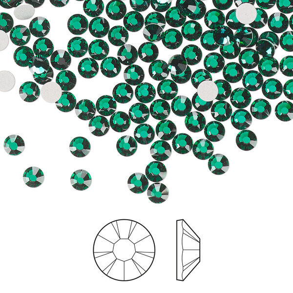Flat back 1440pk emerald foil back, Preciosa MAXIMA Czech crystal rhinestone 3-3.2mm chaton rose round SS12 image number 0