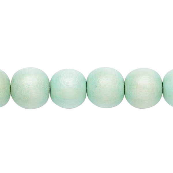 Bead, Taiwanese cheesewood (dyed / waxed), sea foam green, 9-10mm round. Sold per pkg of (2) 15-1/2" to 16" strands. image number 0