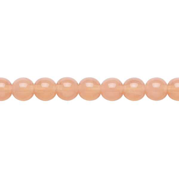 Bead, Preciosa, Czech glass druk, translucent pink opal, 6mm round. Sold per 15-1/2" to 16" strand. image number 0