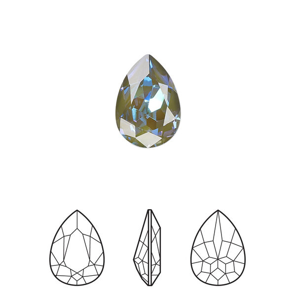 Fancy stone 1pk crystal army green DeLite, Crystal Passions® 14x10mm pear 4320 image number 0
