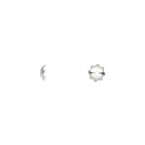 Bead cap, silver-finished brass, 5x1.5mm flower, fits 6-8mm bead. Sold per pkg of 100.