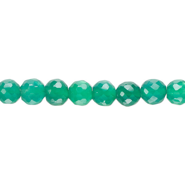 Bead, green onyx (dyed), 6-7mm hand-cut faceted round, B grade, Mohs hardness 6-1/2 to 7. Sold per 13-inch strand, approximately 60 beads. image number 0