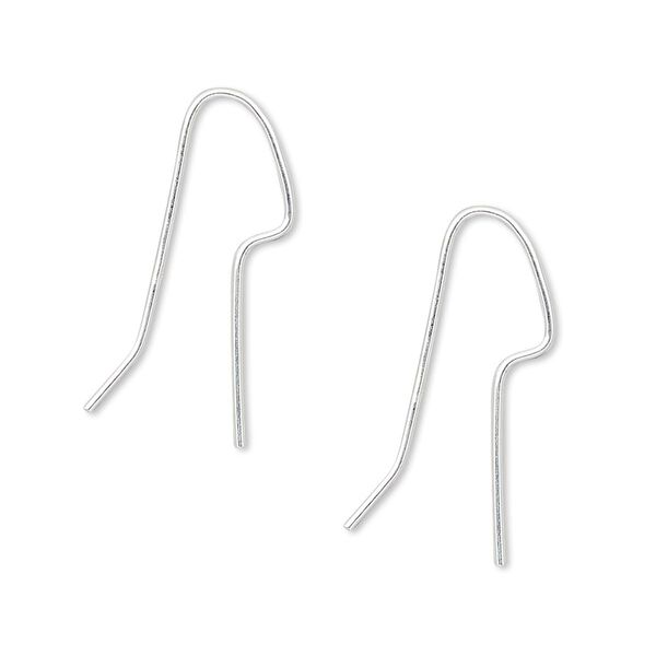 Ear wire, sterling silver-filled, 25mm angular fishhook with 13.5mm shank, 20 gauge. Sold per pkg of 5 pairs. image number 0