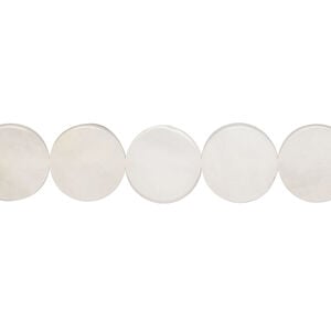 Snow quartz 1pkg1, flat round bead natural, 15 inch 10-11mm
