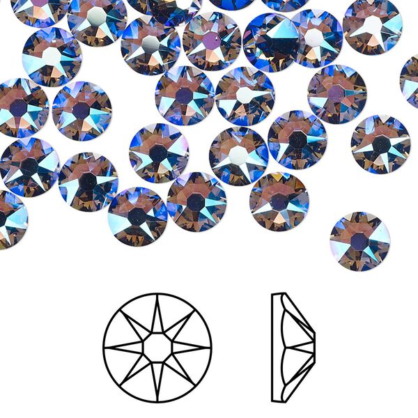 Flat back 144pk tanzanite shimmer foil back, Crystal Passions® 6.32-6.5mm rose round SS30 2088 image number 0