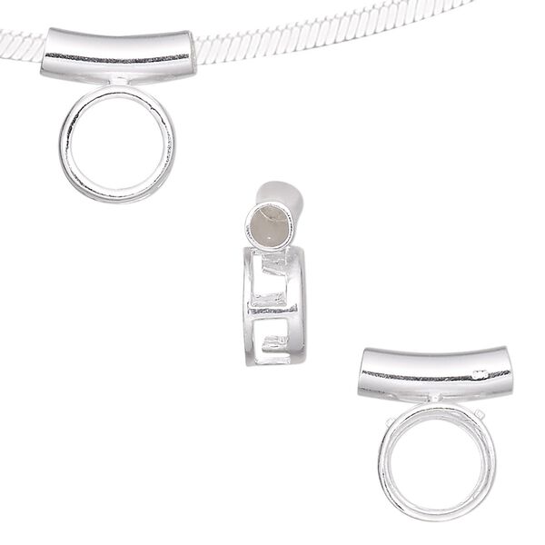 Pendant, sterling silver, 14x13mm round with 8mm round setting and tube bail. Sold individually. image number 0