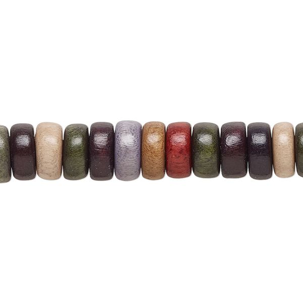 Bead, Taiwanese cheesewood (dyed / waxed), Earth tones, 8x4mm rondelle. Sold per pkg of (2) 15-1/2" to 16" strands. image number 0