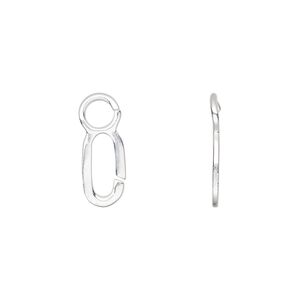 Bail, sterling silver, 16.5x6mm 8mm grip length. Sold individually.