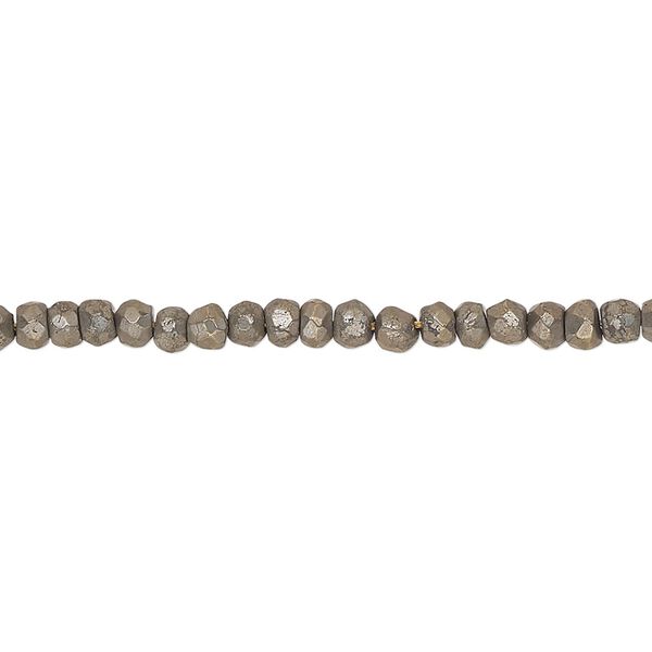 Pyrite 1pkg1, oxidized hand-cut faceted rondelle bead natural 13 inch 3x2mm-4x3mm image number 0