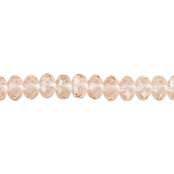Bead, Czech fire-polished glass, light rose, 7x5mm faceted rondelle. Sold per pkg of 600 (1/2 mass). image number 0