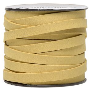 Cord, faux suede, tan, 10mm flat. Sold per pkg of 3 yards.