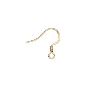 Ear wire fishhook 1pkg10, 15.5mm flat / 3mm coil / open loop, 21 gauge gold-finished stainless steel 5 pair