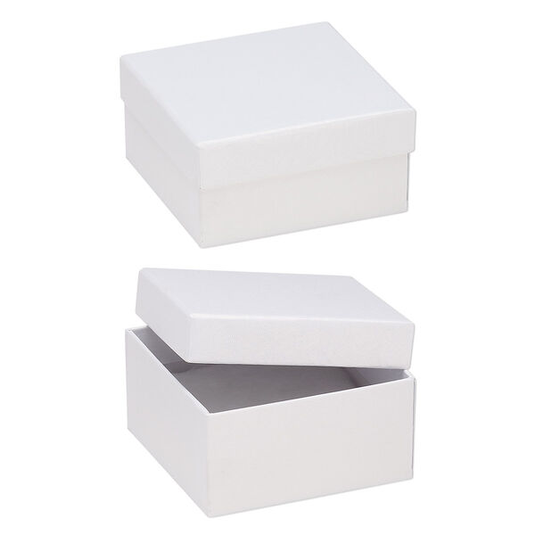 Box, paper, "cotton"-filled, white, 3-3/4 x 3-3/4 x 2-inch textured square. Sold per pkg of 10. image number 0