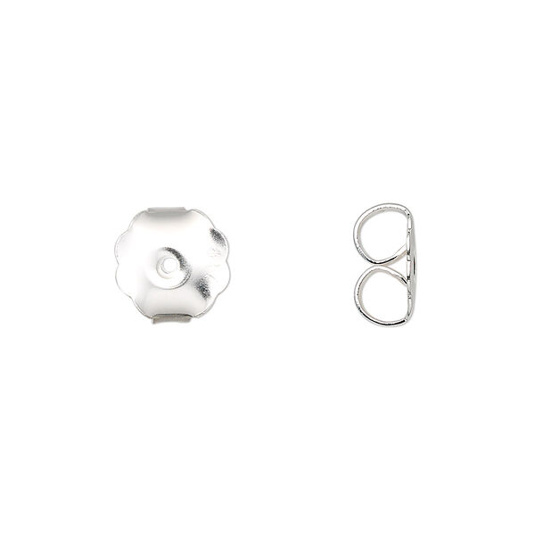 Earnut, sterling silver, 9mm round daisy. Sold per pkg of 6 pairs. image number 0