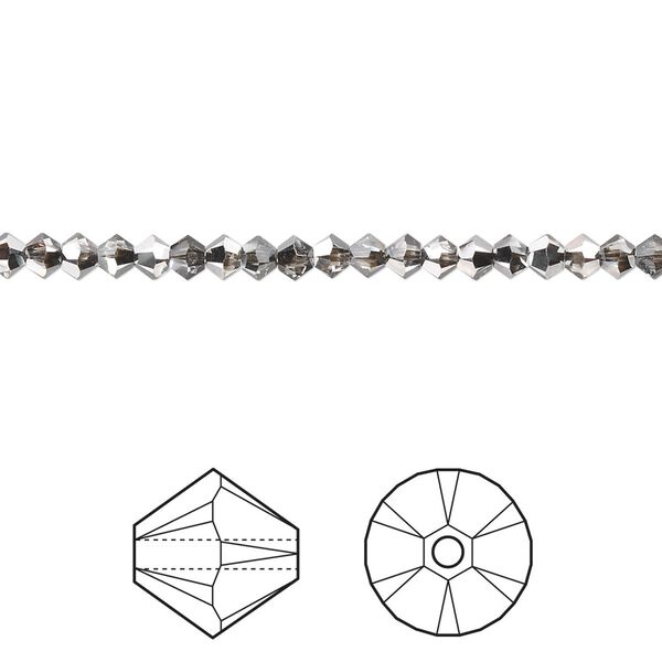 Bead 144pk crystal silver night, Crystal Passions® 3mm bicone 5328 image number 0