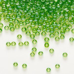 Seed bead, Preciosa Ornela Czech glass, pkg/50g, #8 rocaille, translucent luster green, (56430).