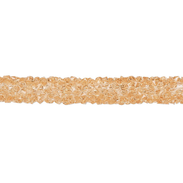 Tube, PVC plastic and glass rhinestone, transparent champagne, 6-7mm wide. Sold per 8-inch section. image number 0