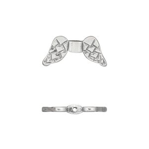 Bead, JBB Findings, antiqued sterling silver, 19x9mm double-sided angel wings. Sold individually.
