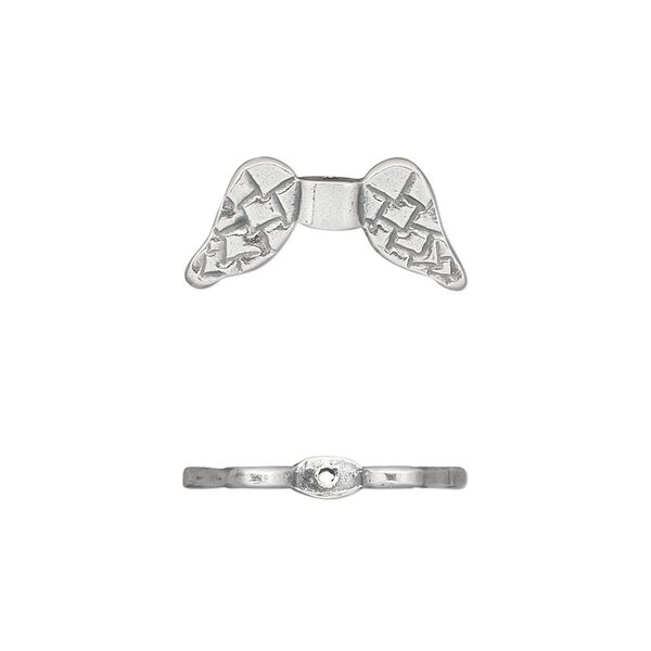 Bead, JBB Findings, antiqued sterling silver, 19x9mm double-sided angel wings. Sold individually. image number 0