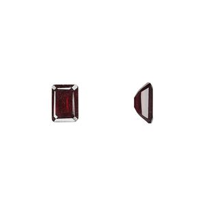 Almandite garnet 1pkg1, hand-cut faceted emerald-cut gem natural 8x6mm