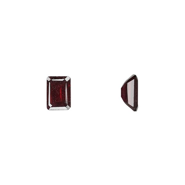Almandite garnet 1pkg1, hand-cut faceted emerald-cut gem natural 8x6mm image number 0