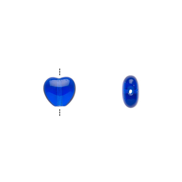 Bead, Czech pressed glass, cobalt, 8x7.5mm heart. Sold per 15-1/2" to 16" strand, approximately 50 beads. image number 0