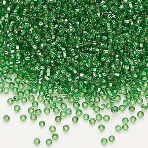 Seed bead, Preciosa Ornela Czech glass, pkg/50g, #11 rocaille, transparent silver-lined light green, (57100).