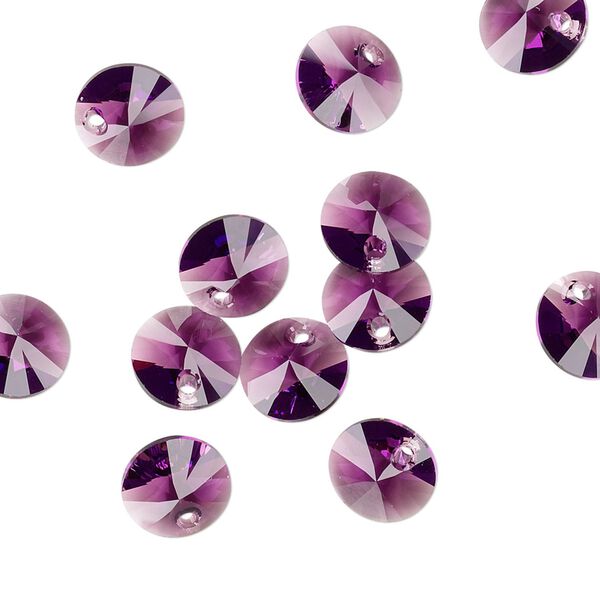 Drop 144pk amethyst, Swarovski® 8mm pendant mini disk 6428 image number 1